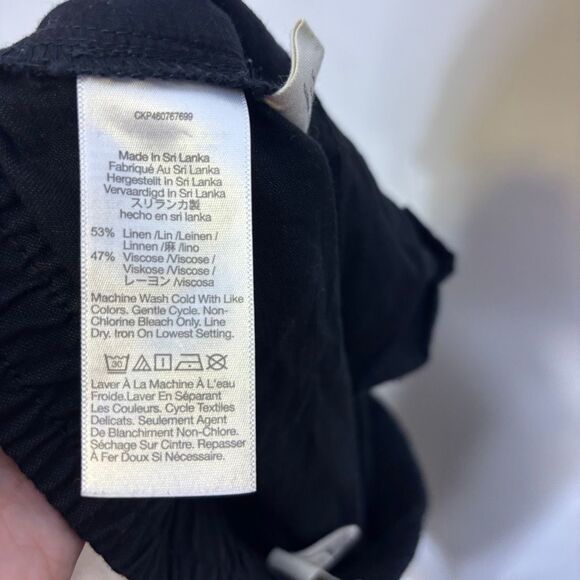 Madewell Black Barrel Leg Linen & Viscose Dress Pants Women's Medium - Picture 7 of 7